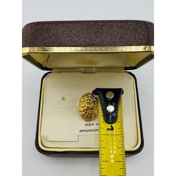 Vintage Krementz Gold Tone Oval Nugget Tie Tac New Old Stock In Original Box - Picture 8 of 9